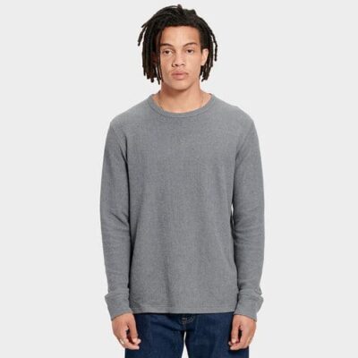 UGG Adam Long Sleeve Waffle Trui voor Heren in Grey Heather, maat XL | Katoen