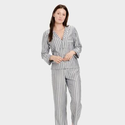 UGG Katharine Stripe Pyjama's voor Dames in Navy/Fresh Air, maat M | Viscose
