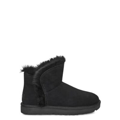 UGG Classic Mini Fluff High-Low Laarzen voor Dames in Black, maat 36 | Shearling