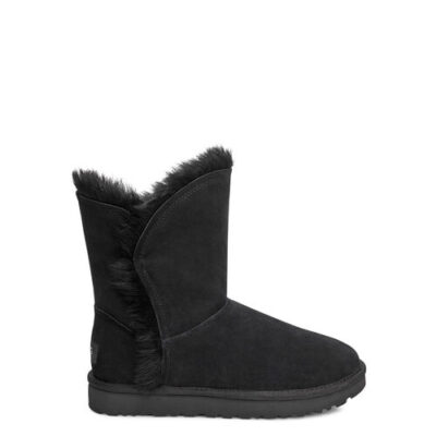 UGG Classic Short Fluff High-Low Laarzen voor Dames in Black, maat 40 | Shearling