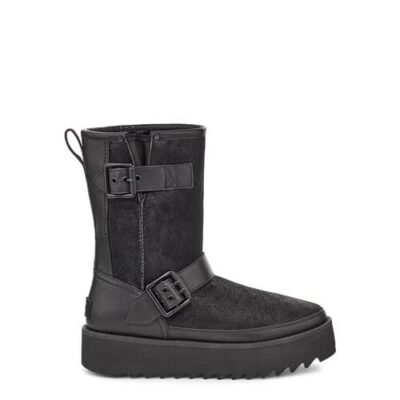 UGG Classic Rebel Biker Short Laarzen voor Dames in Black, maat 37 | Shearling