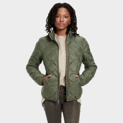 UGG Selda Packable Quilted Jas voor Dames in Olive, maat XL | Nylon