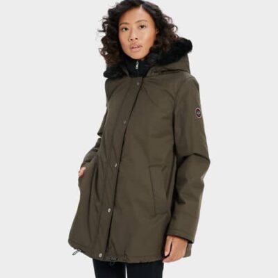 UGG Bernice Parka Jas voor Dames in Olive, maat XL | Nylon