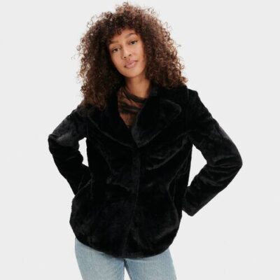 UGG Rosemary Faux Fur Jas voor Dames in Black, maat XL