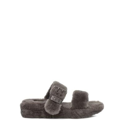 UGG Fuzz Yeah Slide voor Dames in Charcoal, maat 42 | Shearling