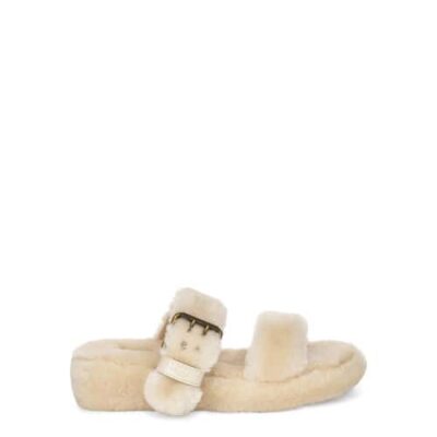 UGG Fuzz Yeah Slide voor Dames in Natural, maat 39 | Shearling