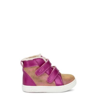 UGG Rennon II Shimmer Sneaker voor Peuters in Chestnut/Fuchsia, maat 29 | Suede