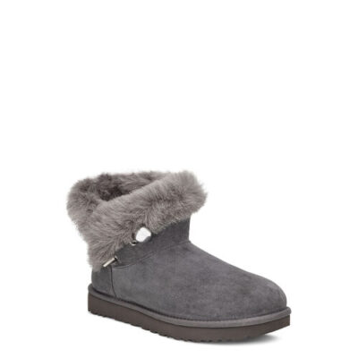 UGG Classic Fluff Pin Mini Laarzen voor Dames in Charcoal, maat 38 | Shearling