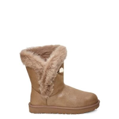 UGG Classic Fluff Pin Laarzen voor Dames in Antique Pearl, maat 36 | Shearling