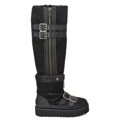 UGG Moto Punk Over The Knee Laarzen voor Dames in Black, maat 40 | Shearling