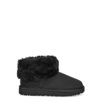UGG Classic Mini Fluff Laarzen voor Dames in Black, maat 42 | Shearling