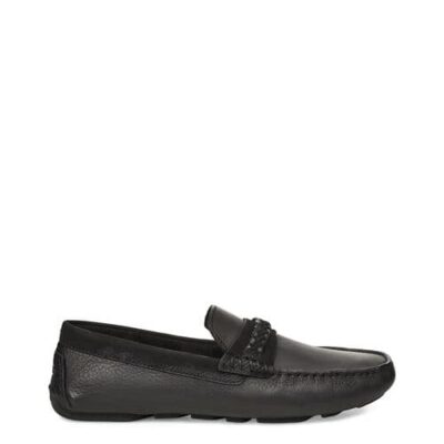 UGG Henrick Leather Braid Mocassins voor Heren in Black, maat 48.5 | Leder