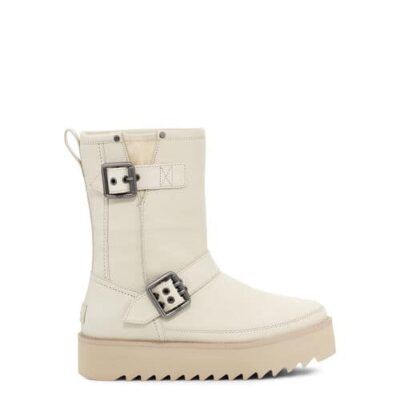 UGG Classic Rebel Biker Short Laarzen voor Dames in Bone, maat 41 | Leder