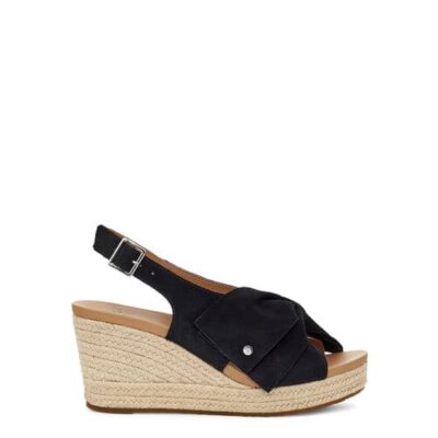 UGG Ysidra Sandalen met Skeehak voor Dames in Black, maat 36 | Leder