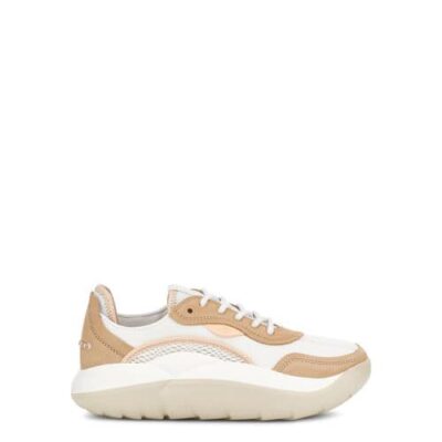 UGG LA Cloud Low Sneaker voor Dames in White/Bronzer/Peach Fuzz, maat 37 | Canvas