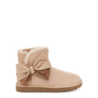 UGG Classic Mini Two-Tone Bow Laarzen voor Dames in Bronzer, maat 39 | Leder