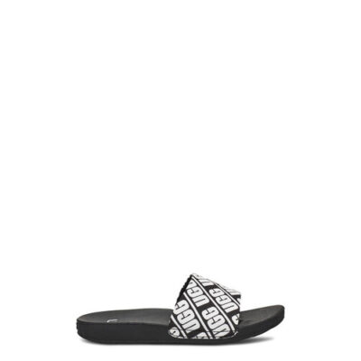 UGG Beach Logo Slide Sandalen voor Kinderen in Black/White, maat 29 | Textiel