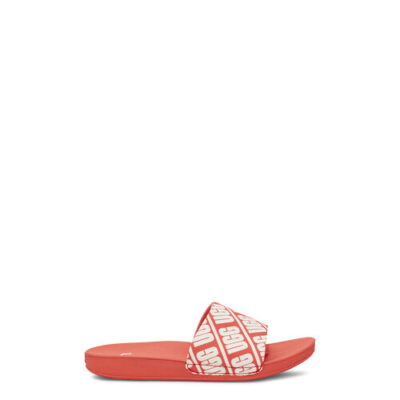 UGG Beach Logo Slide Sandalen voor Kinderen in Pop Coral, maat 33 | Textiel