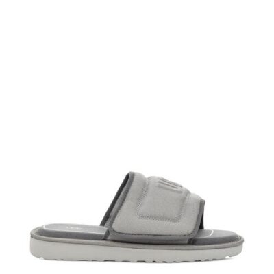 UGG Dune Athletic Molded Logo Slide Sandalen voor Heren in Seal, maat 48.5 | Textiel