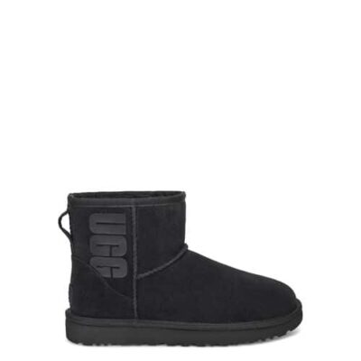 UGG Classic Mini Logo Rubber Laarzen voor Dames in Black, maat 36 | Suede
