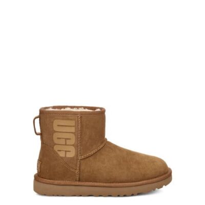 UGG Classic Mini Logo Rubber Laarzen voor Dames in Chestnut, maat 36 | Suede