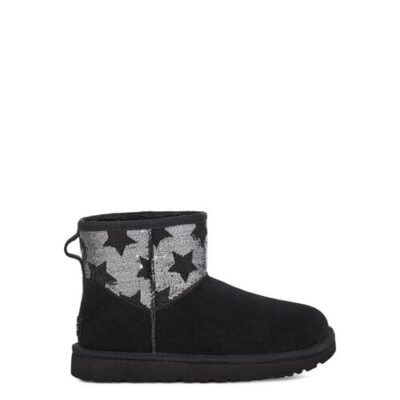UGG Classic Mini Sequin Stars Laarzen voor Dames in Black, maat 38 | Suede