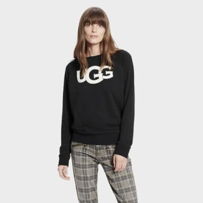 UGG Fuzzy Logo Crewneck Truien voor Dames in Black, maat M | Katoenmix