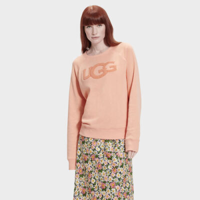 UGG Fuzzy Logo Crewneck Truien voor Dames in Beverly Pink, maat L | Katoenmix