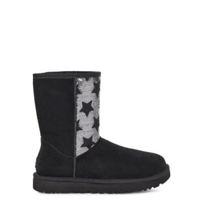 UGG Classic Short Sequin Stars Laarzen voor Dames in Black, maat 38 | Suede