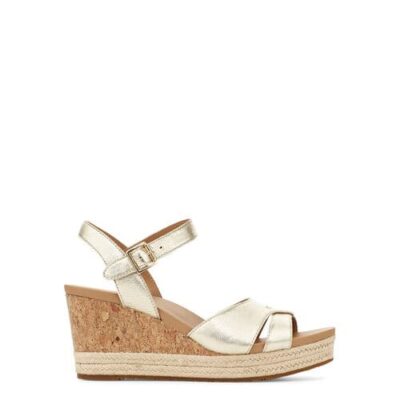 UGG Cloverdale Sandalen met Skeehak voor Dames in Gold, maat 37 | Leder