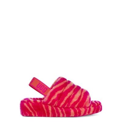 UGG Fluff Yeah Zebra Slide Sandalen voor Dames in Rock Rose, maat 37 | Shearling