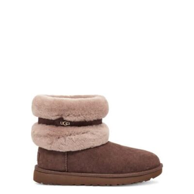UGG Fluff Mini Belted Laarzen voor Dames in Burnt Cedar/Amphora, maat 41 | Shearling