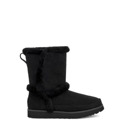 UGG Classic Short Fluff Spill Seam Laarzen voor Dames in Black, maat 39 | Shearling