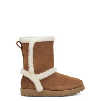 UGG Classic Short Fluff Spill Seam Laarzen voor Dames in Chestnut, maat 39 | Shearling