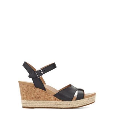 UGG Cloverdale Sandalen met Skeehak voor Dames in Black, maat 39 | Leder