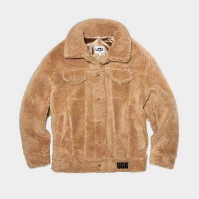 UGG Frankie Sherpa Trucker Jas voor Dames in Camel, maat XL | Polyester