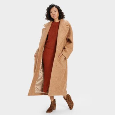 UGG Hattie Long Oversized Jas voor Dames in Camel, maat S | Shearling