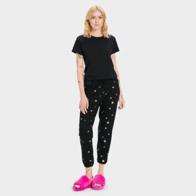 UGG Valentene Print Trainingsbroek voor Dames in Black/Silver Stars, maat L | Polyester