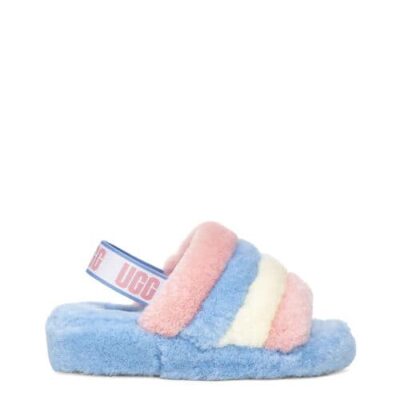 UGG Fluff Yeah Slide Sandalen in Pride Stripes, maat W 43 / M 45 | Synthetisch