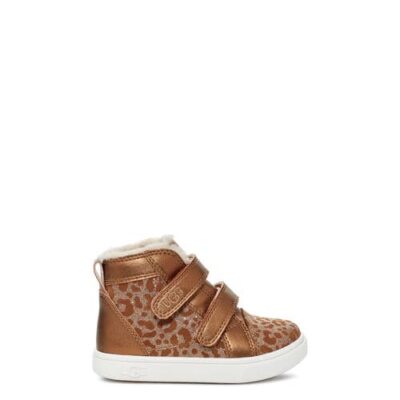 UGG Rennon II Glitter Leopard Sneaker voor Peuters in Chestnut, maat 27.5 | Leder