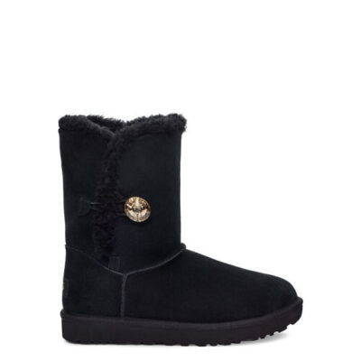 UGG Mini Bailey Button Gold Bling -laars voor Dames in Black/Gold, maat 36