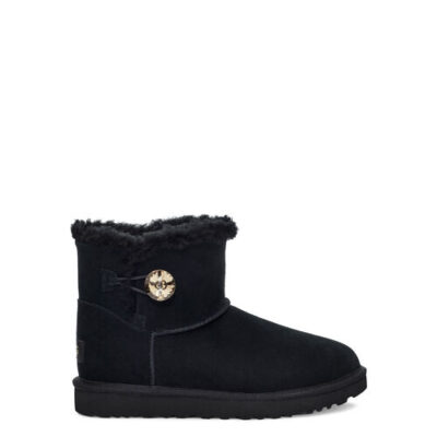 UGG Mini Bailey Button Gold Bling -laars voor Dames in Black/Gold, maat 38