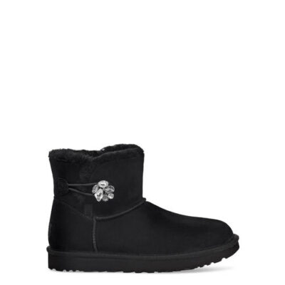 UGG Mini Bailey Button Gem Classic Laarzen voor Dames in Black, maat 40 | Leder