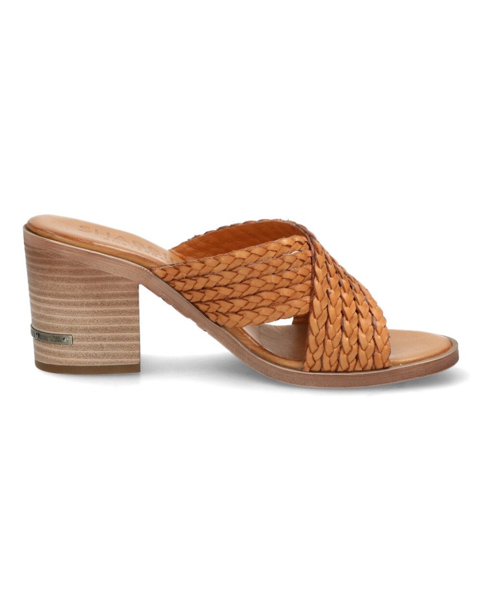 Shabbies Bruine slipper met hak
