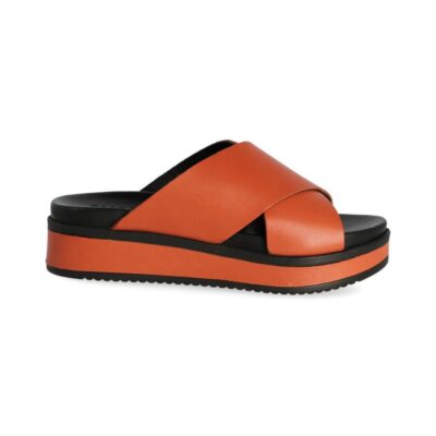 Shabbies Roodbruine slipper met leren zool