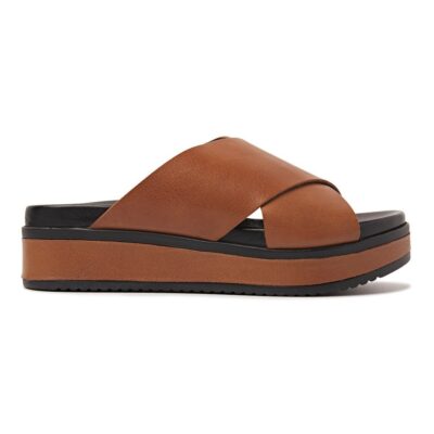 Shabbies Bruine slipper met leren zool