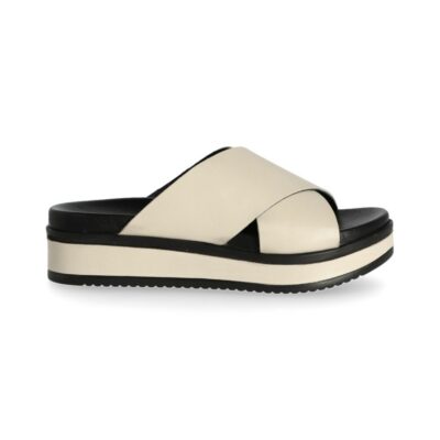 Shabbies Slipper met leren zool gebroken wit