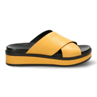 Shabbies Gele slipper met leren zool