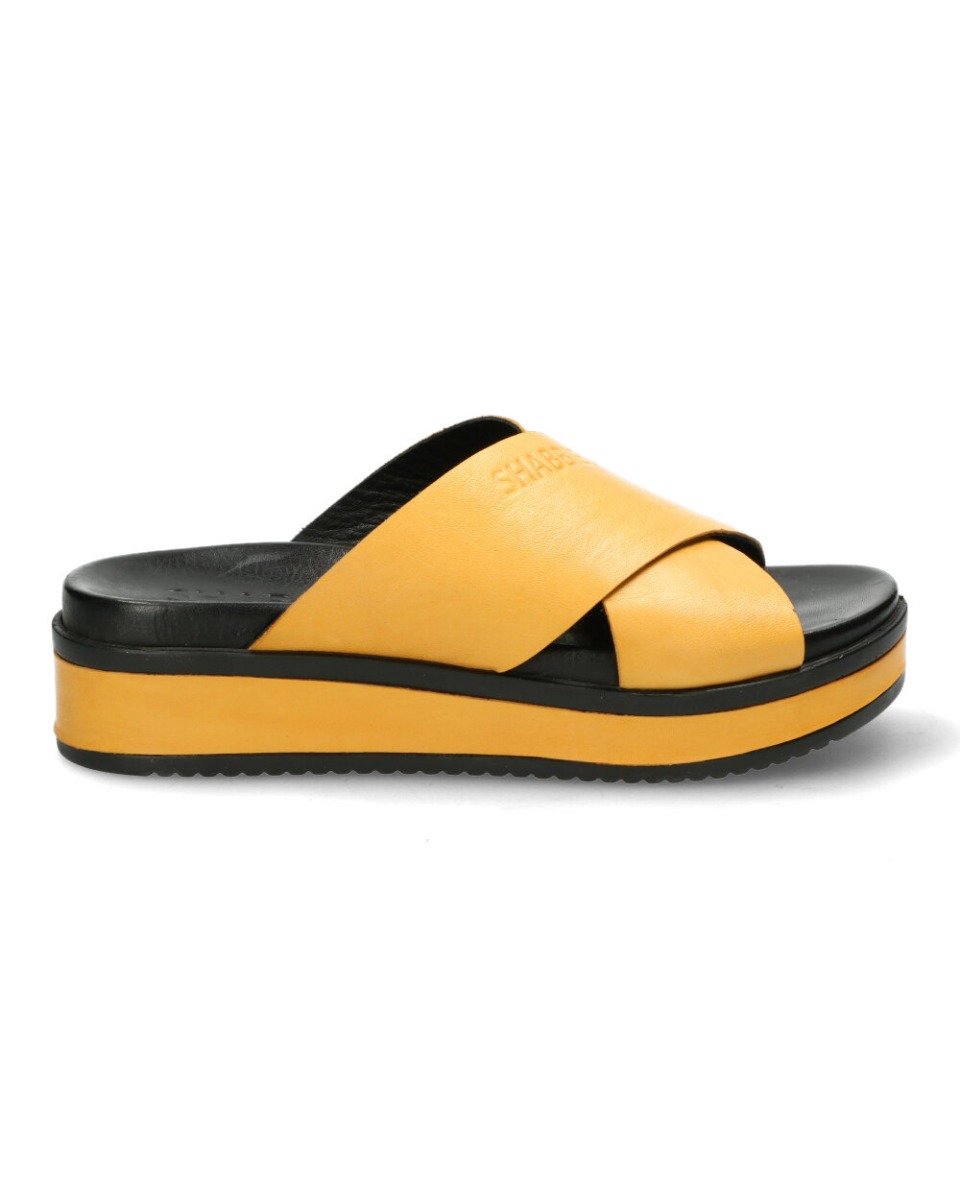 Shabbies Gele slipper met leren zool