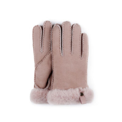 UGG Shorty Glove With Leather Trim Handschoenen voor Dames in Pink Crystal, maat S | Leder